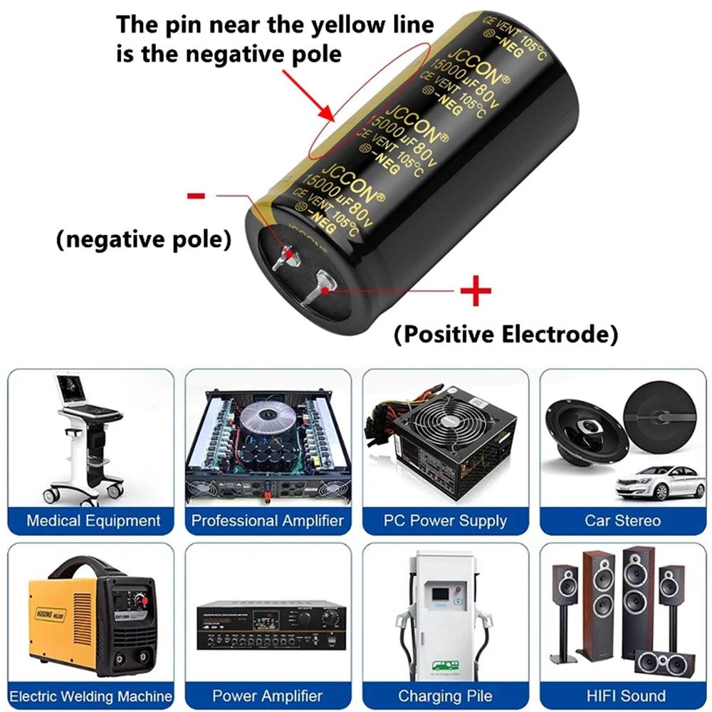 2Pcs JCCON 25V 35V 50V 63V 80V 100V 200V 400 450V 6800 10000UF 15000UF 22000UF 47000UF Power supply,Audio Electrolytic capacitor