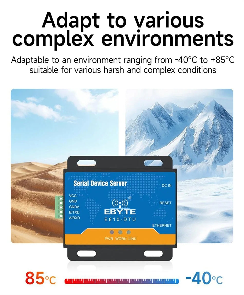 RS485/RS232 To Ethernet Serial Server Bidirectional Transparent Transmission Adaptive Network Rate CDEBYTE E810-DTU Series