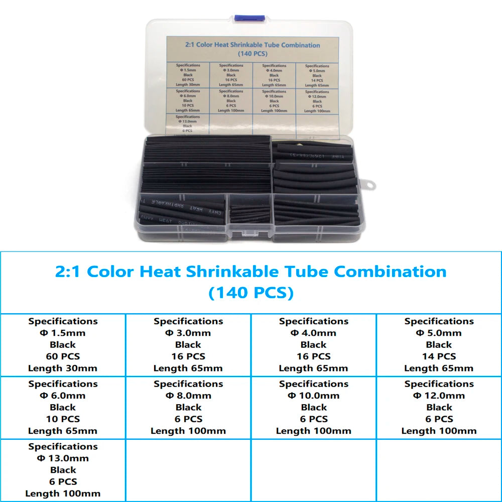 127-800 Pcs Boxed Heat Resistant Tubing Heat Shrinkable Tubing Heat Shrink Packaging Kit Electrical Connection Cable Protection