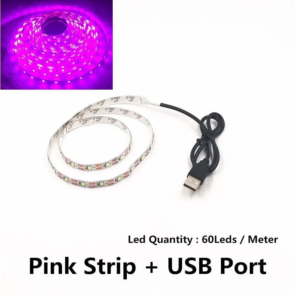 USB LED Strips SMD3528 Light 5V Adapter String Christmas Desk Decor Lamp Tape For TV Background Lighting 5V 50CM 1M 2M 3M 4M 5M