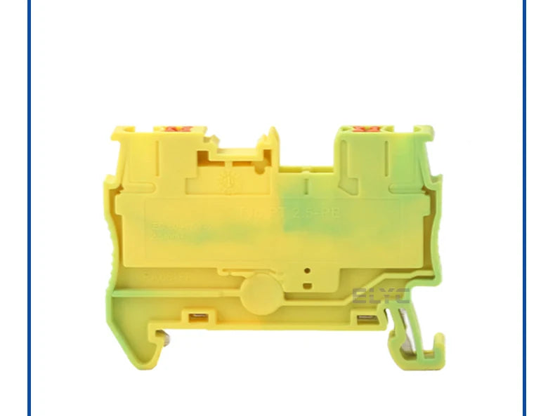 100Pcs PT2.5-PE Push-in Ground Feed Through Protective Earth PE Wire Electrical Connector Din Rail Terminal Block PT 2.5-PE