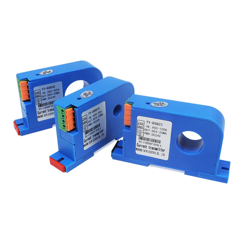 Hall DC Current Sensor Transmitter Output 4-20mA Power Supply 24VDC 0-150A Input 10mm 22mm 30mm Hole Current Transformer