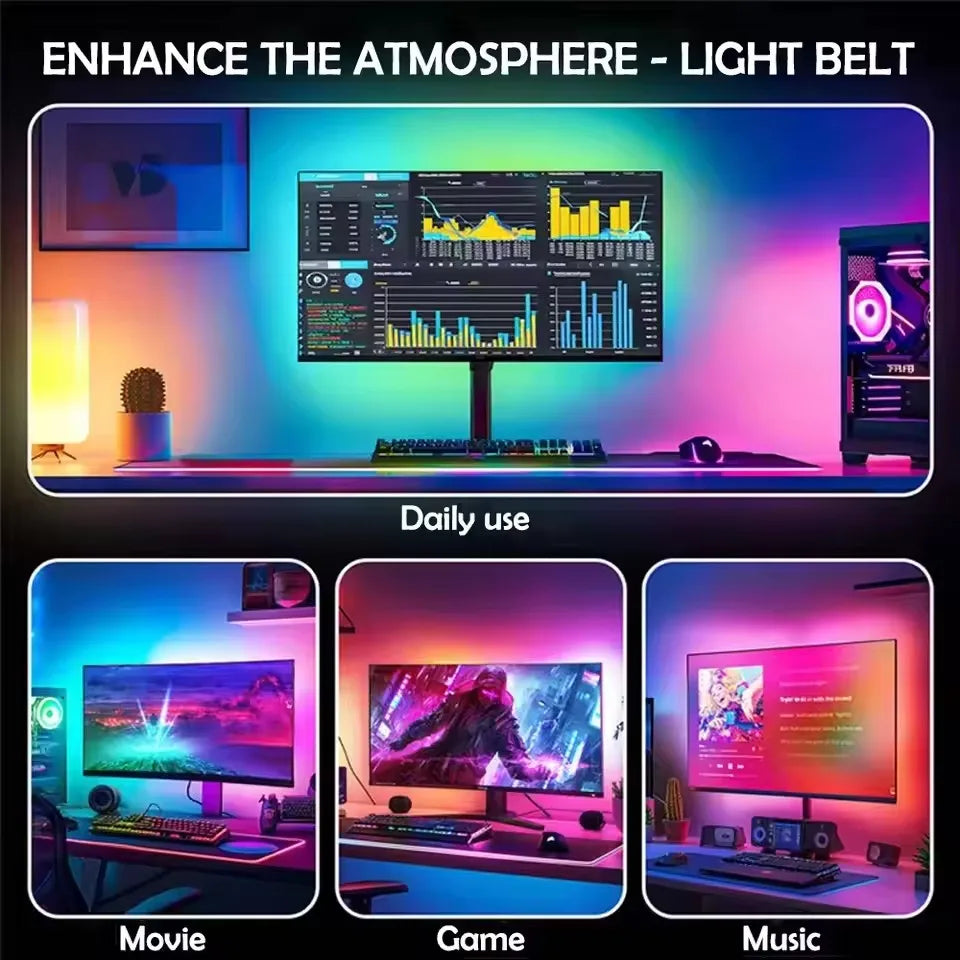 PC Backlight 24 27 32 34 Inch Monitor Screen LED Backlight Music Sync LED Strip Lights Game Room Computer Atmosphere Lights