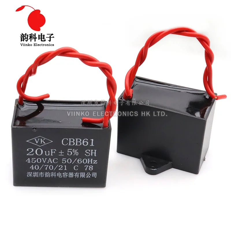 CBB61 450V Fan Start Capacitor 1UF 1.2UF 1.5UF 1.8UF 2UF 2.5UF 3UF 3.5UF 4UF 4.5UF 5UF 6UF 7UF 8UF 10UF 16UF 18UF 20UF 25UF