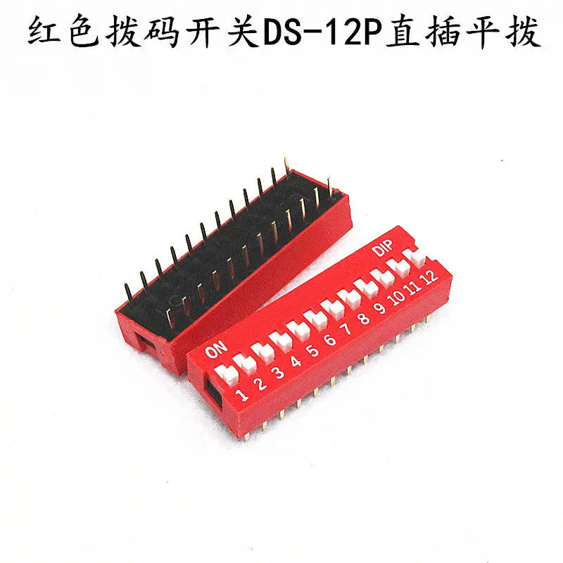 10PCS Red and blue dip switch 1 2 3 4 5 6 7 8 9 10 12PIN toggle switch spacing 2.54mm feet