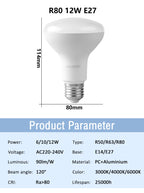 1-10 Pack R50 R63 R80 E14 E27 R Bulb Bathroom Light 6W 10W 12W High Lumen 3000K 4000K 6000K Natural Light for Bathroom Home