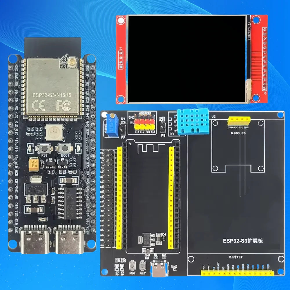ESP32-S3-DevKitC-1 Development Board Kit With 2.8 Inch TFT LCD BT 2.4G Wifi Module 8MB PSRAM 16MB FLASH N16R8 42Pin CH340C TypeC