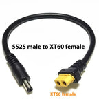 1.5 Square Ultra-soft XT60 Plug Male Female Connector to DC 5525/DC5521 Power Cable for Fly FPV Multirotor Field Repairs Apply