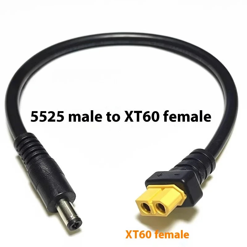 1.5 Square Ultra-soft XT60 Plug Male Female Connector to DC 5525/DC5521 Power Cable for Fly FPV Multirotor Field Repairs Apply