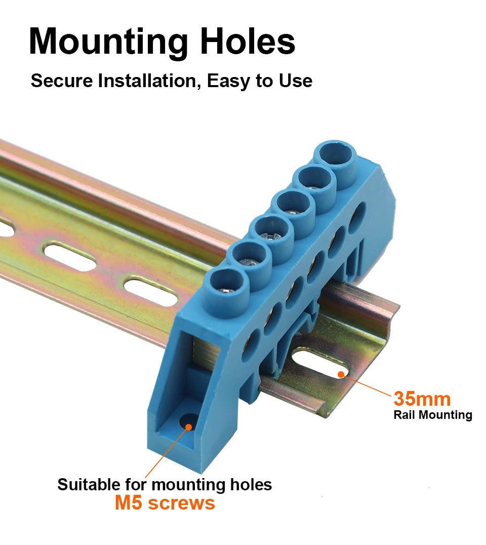 OMCH Terminal Bar 7x10 9x14mm Brass Ground Neutral Block High Conductivity Bridge Connector for Power Distribution Cabinet
