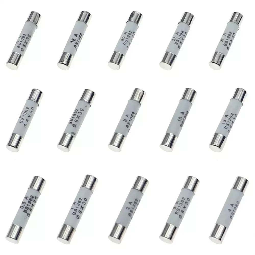 75Pcs Ceramic Fuse Assortment Kit 6x30mm 250V Fuses Set (0.5A to 30A) Replacement for Home Appliances & Electronics