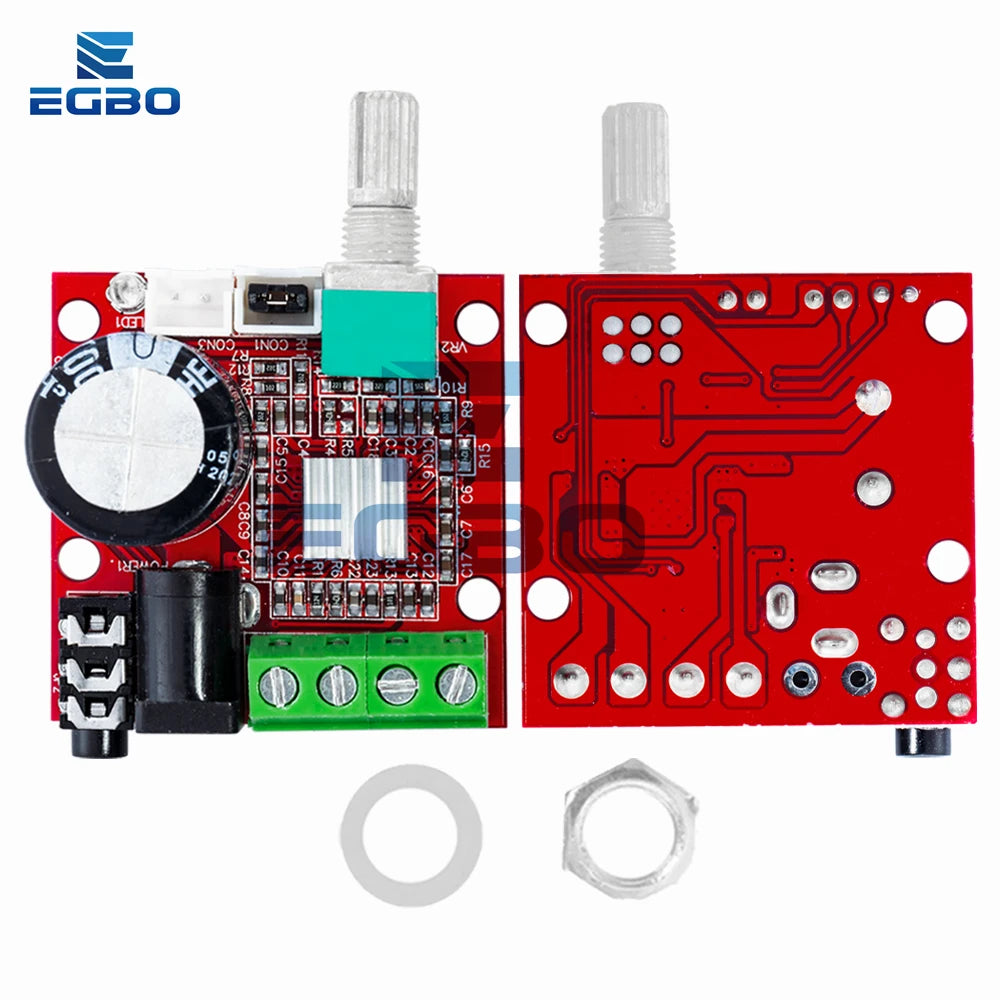 1PCS EGBO Super Slim 2 x 15W PAM8610 Class D Digital Dual Power Audio Amplifier Board 12V black