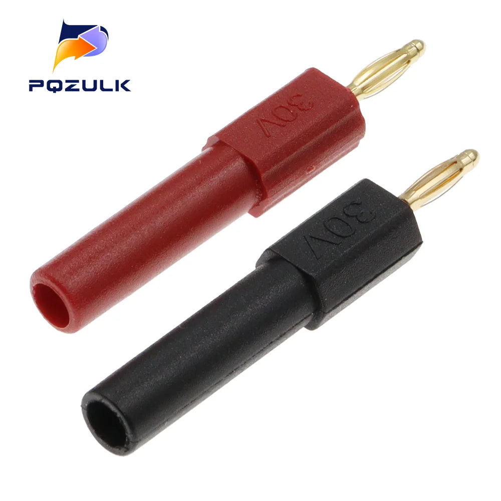 2PCS  Gold Plated 2MM Mini Male Banana Plug To 4MM Female Jack Connector Adapter 2MM To 4MM