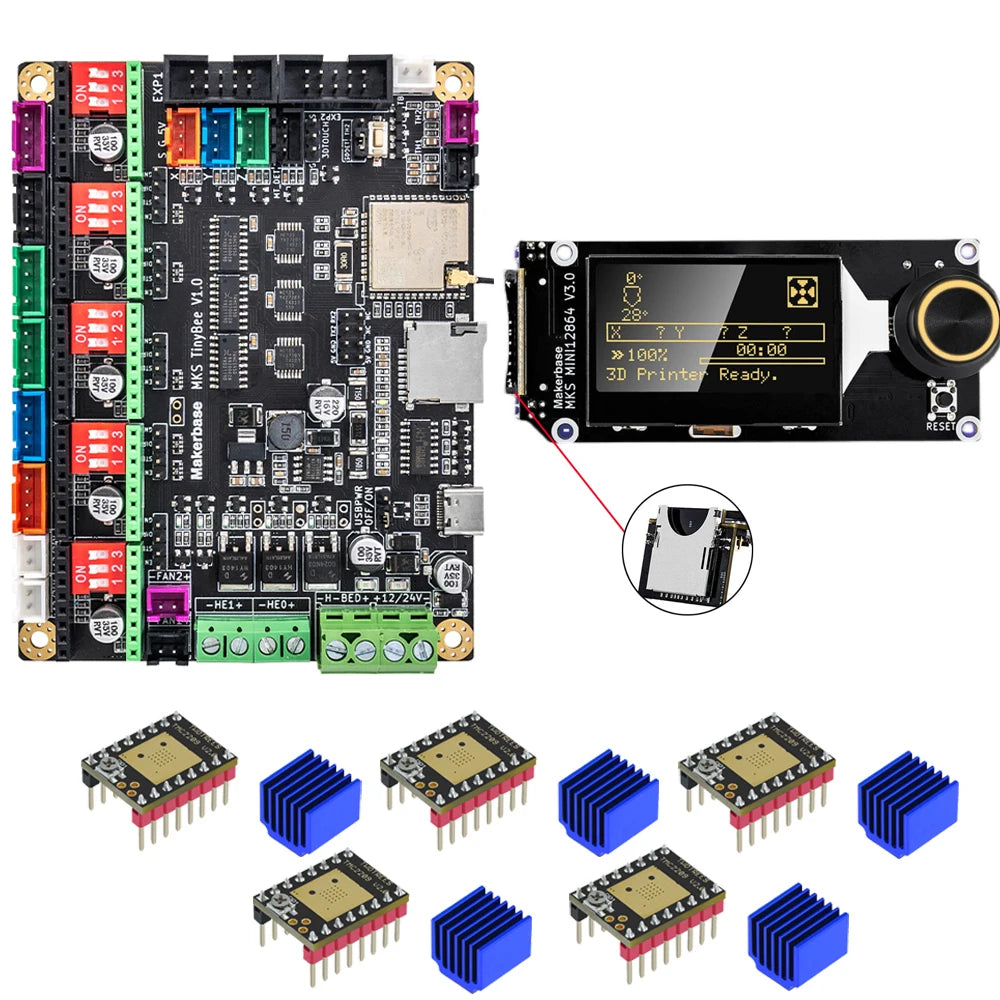 Makerbase MKS TinyBee 3D Printer Motherboard Control Board ESP32 Fit Mini12864 Wifi Control Compatible A4988 TMC2209 Driver