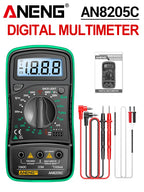 Digital Multimeter 1999 Counts 600V AC/DC Voltage Temp Test for Car Repair ANENG AN8205C Blue Backlight hFE Triode DIY Test Tool