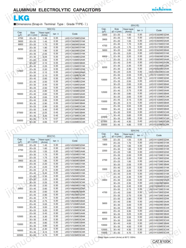 nichicon LKG 25V 35V 50V 63V 100V TYPE Super Through Audio capacitor 1000UF 2200UF 4700UF 6800UF 8200UF 10000UF 12000UF 22000UF