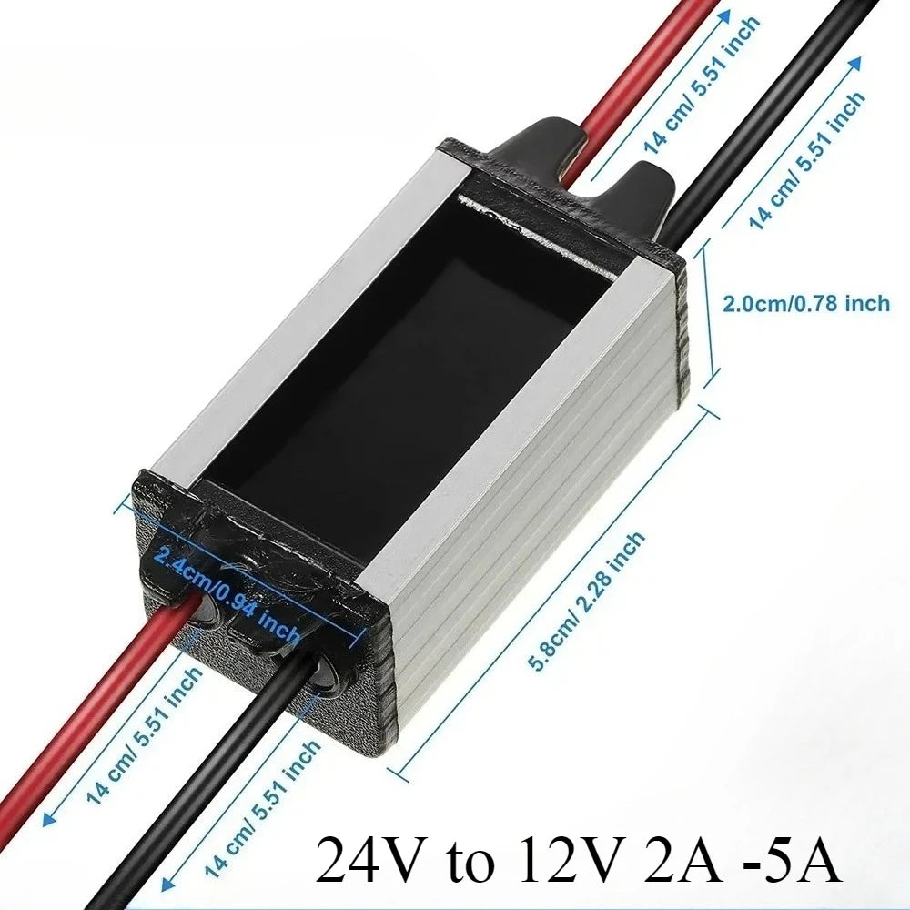 24V to 12V 2A -5A Power Buck Converter Voltage Transformer Waterproof Regulator Reducer Module Power Supply DC Buck Converter