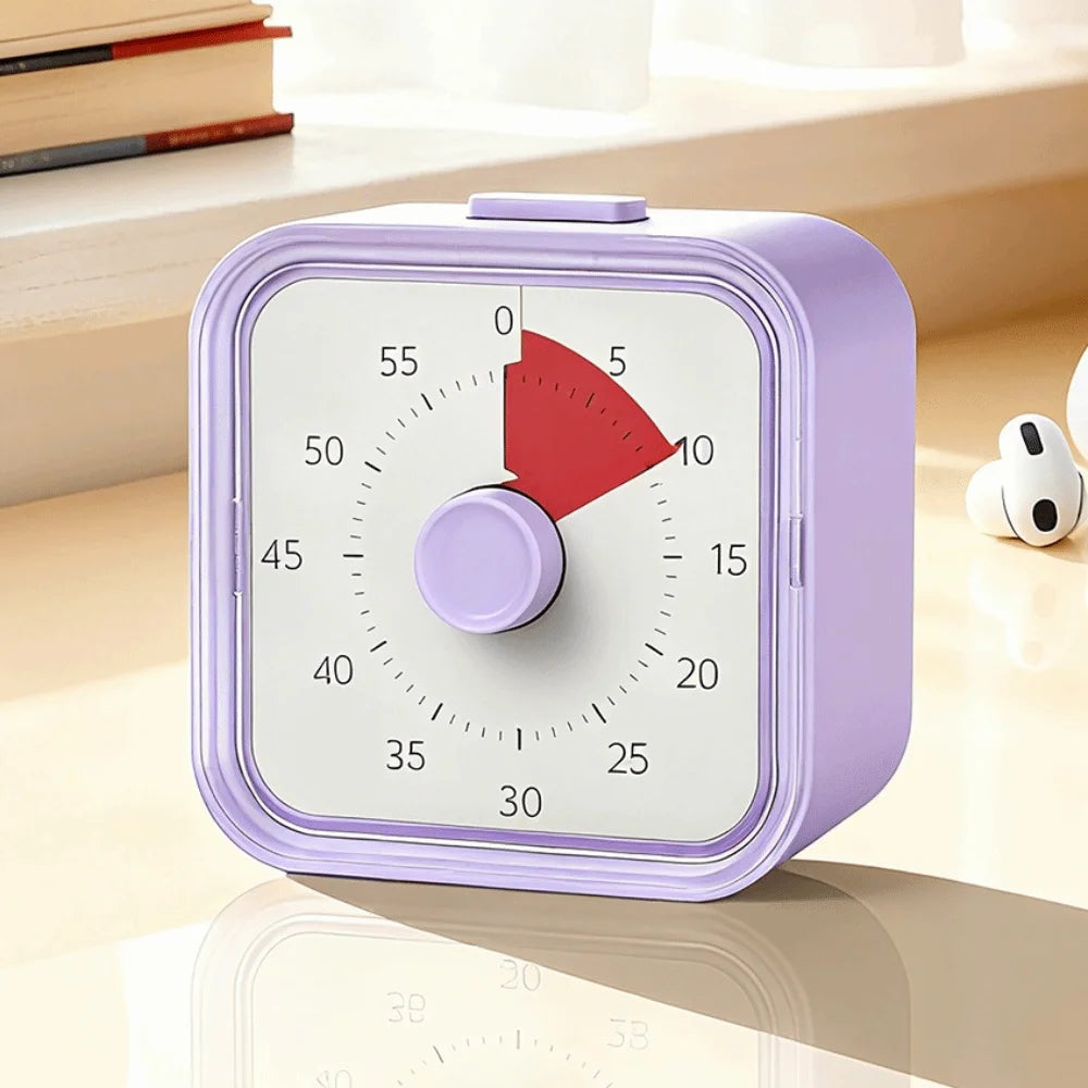 60 Minutes Visual Timer Round/Square Ultra Silent Countdown Alarm Clock Self-discipline Visualization Kitchen Timer
