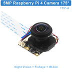 Raspberry Pi 5MP Camera OV5647 1080P Optional Wide Angle Night Vision IR-CUT Fisheye Webcam for Raspberry Pi 4 Model B 3B Plus