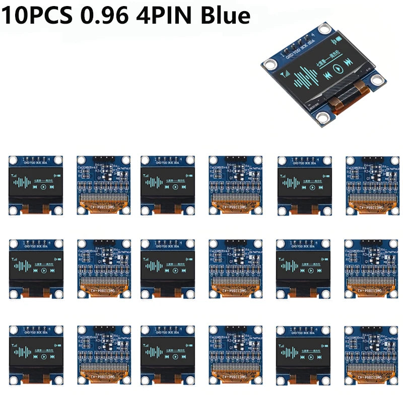 0.96 Inch OLED Display Module I2C IIC SPI Serial 128X64 SSD1306 LCD 3.3-5V 4 Pin White/Blue/Yellow Blue for Arduino XCW