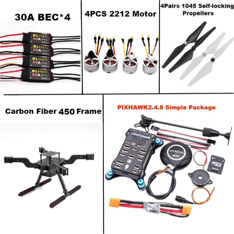 Angeltoy 2.4.8 Ardupilot Flight Control M8N Open Smart Drone Frame FLY450 PRO APM Quadrotor Upturned Rack FPV
