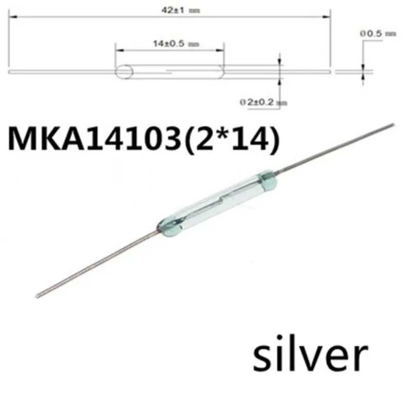 5PCS MKA14103 Reed Switch 2*14mm Normally Open Magnetic Induction Sensor NO Gold/Silver Plated Magnetron Control Switch