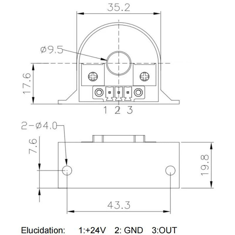 AC Current Sensor QNDB2 Input 5A 10A 20A 50A 100A Output 4 20mA CT Current Transformer Transmitter Current Transducer 420mA
