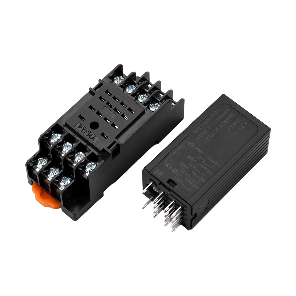 H3Y-4 AC 220V DC 12V DC 24V Time Relay Cycle Time Control Delayer power on delay device Digital Display With Base Power Supply
