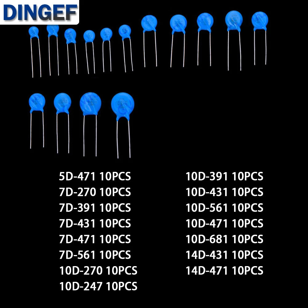 15Values Varistors 150PCS 10D471 10D681 14D431 5D471 7D270 7D391 7D431 7D471 7D561 10D270 10D241 10D391 10D431 10D561