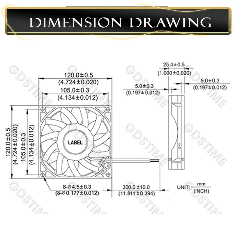 Gdstime 120mm USB PC Fan 5V 12V 24V 48V 12cm DC Brushless Cooling Fan 12025 2PIN 3PIN 4PIN Ball Computer Case Fan Waterproof Fan