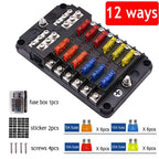 6/12 Way 12-24V Car Boat Fuse Blade Fuse Box Holder With Plastic Cover For Power Panel Board Camper Fuse