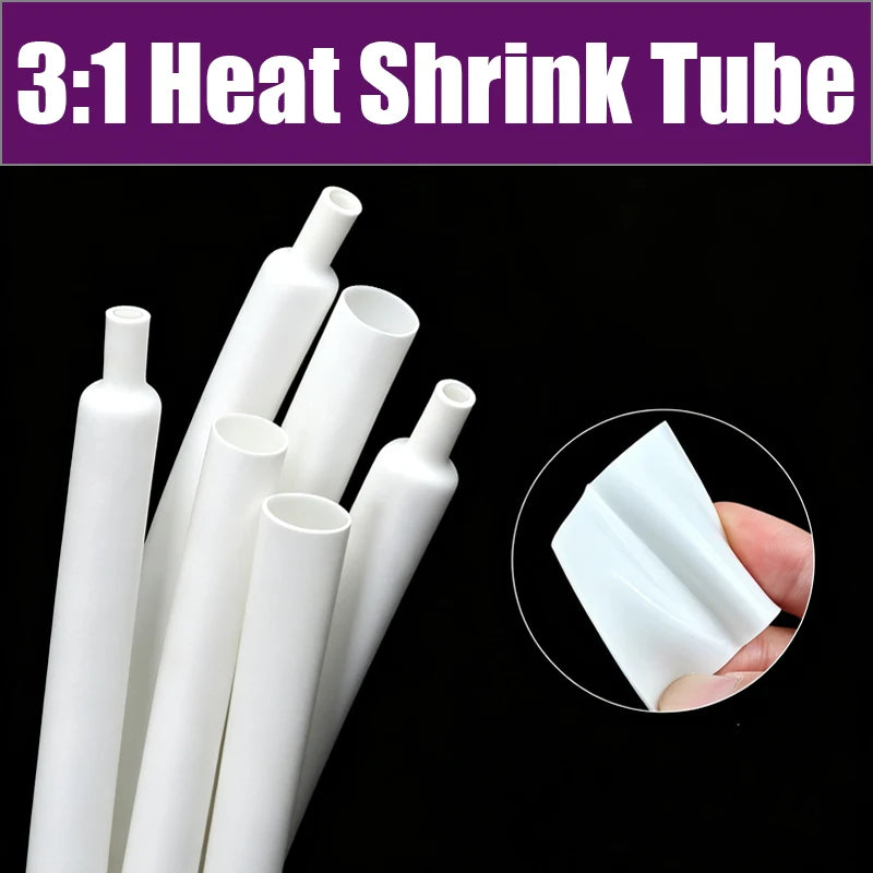 White 3/5M 3:1 Heat Shrink Tube With Glue Diameter 1.6 ~ 19.1mm Dual Wall Polyolefin Insulated Adhesive Lined Shrink Wrap Sleeve