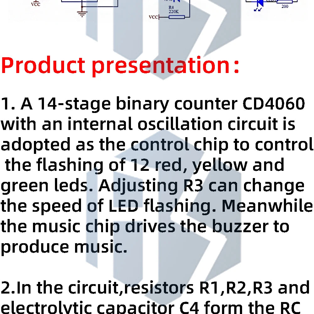 DC4.5-5V CD4060 SMT DIY Music LED Color Light Circuit Soldering Practice Module Bulk Soldering Learning Demo Kit