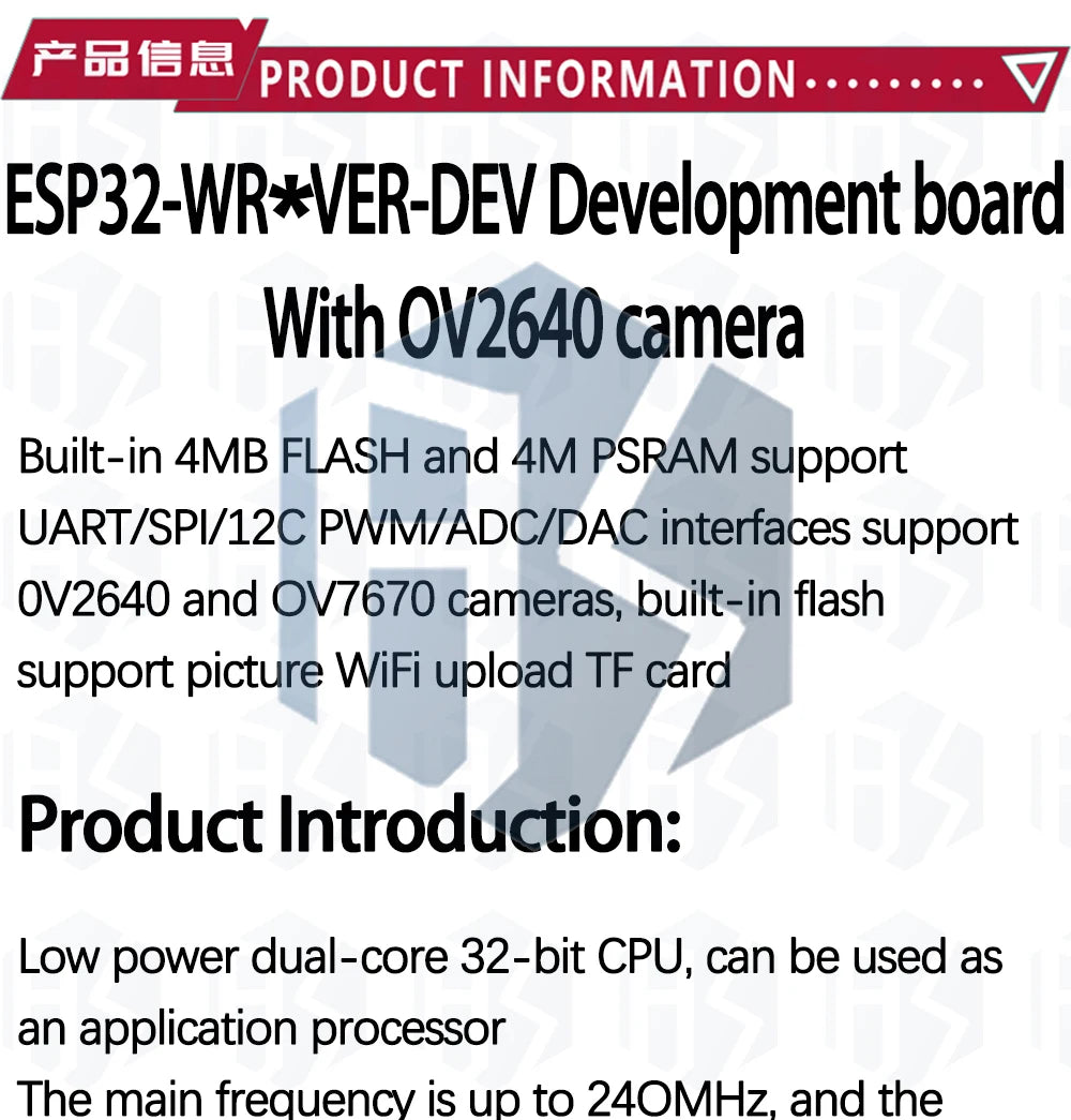ESP32-W-ROVER Board with Camera ESP32 CAM Camera Module Wi-Fi Bluetooth Module for Arduino IDE C Python Code GC2640