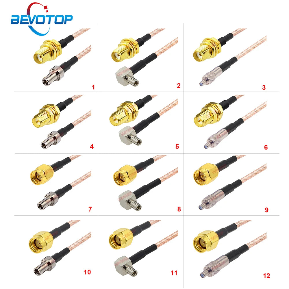 2PCS/LOT RP-SMA / SMA to TS9 Male / Female Connector RG316 Cable SMA to TS9 Extension Pigtail for Huawei 3G Modem Router