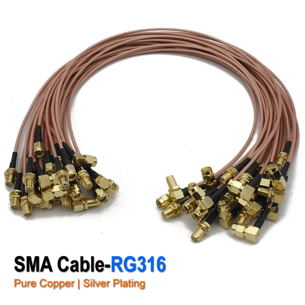 RG316 SMA to SMA / RP-SMA RF Coaxial Cable Male Plug Female Jack Connector Jumper Pigtail Antenna Extension Wire WiFi FPV Radio