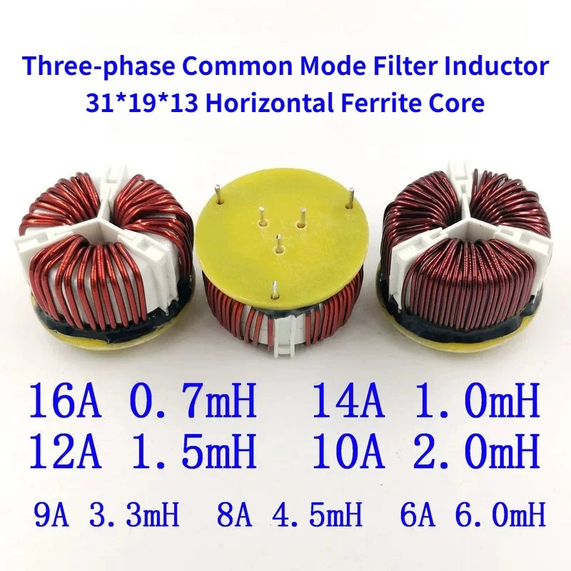 Three Phase Common Mode Filter Choke Inductor 0.7/1/1.5/2/3.3/4.5/6mH 31*19*13 Ferrite Toroidal Core