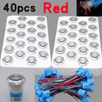 40pcs 22mm Push Button Switch Latching Momentary Metal PC Power LED Light On Off with Wire Waterproof 12v 3v 5v 6v 24v 220v Red