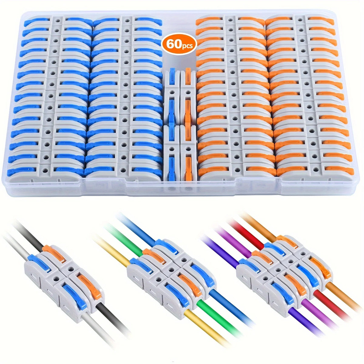 Lever Wire Connectors, 10pcs/60pcs Inline Wire Connectors Kit for Quick Connect, Push in Compact Splicing Electrical Connectors