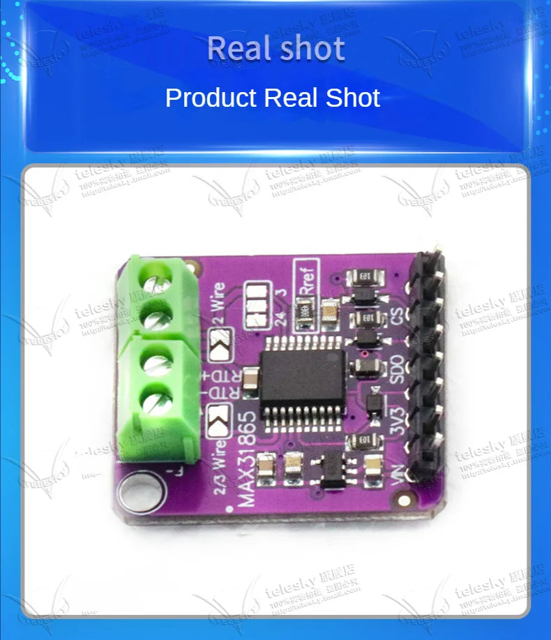 1PCS MAX31865 Temperature Sensor Module GY-MAX31865 RTD Digital Conversion Module Electronic DIY Board PT100-PT1000 for Arduino