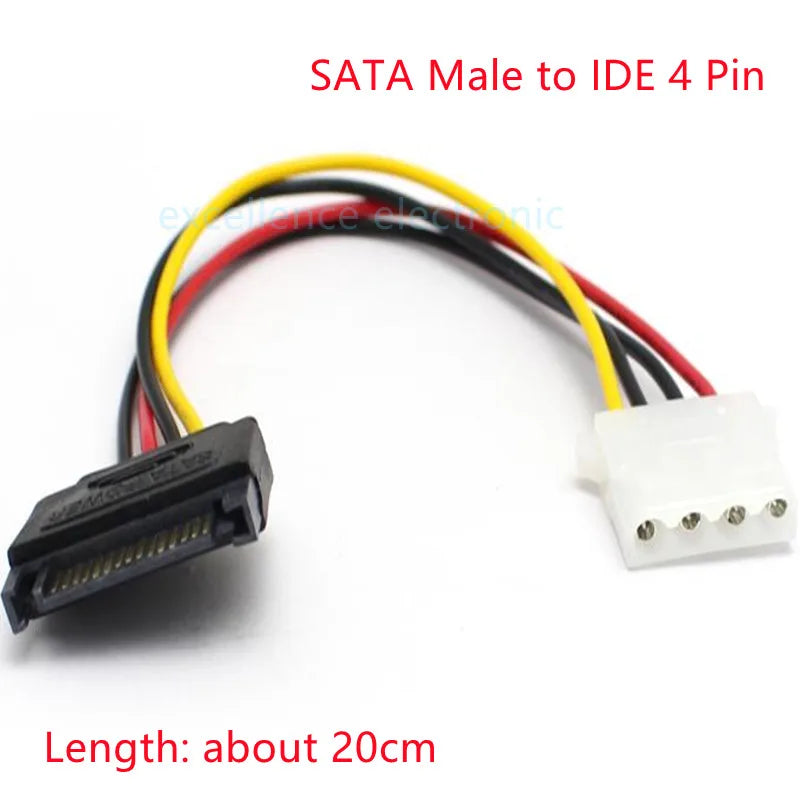 1PCS SATA Hard Drive Power Cable 15 Pin Male to Female Extension Data Cable PH/XH/VH Sata to 4/6P 8P Graphics Card Power Cable