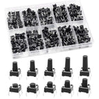 100Pcs 6x6mm Tactile Push Button Switch Assortment Kit, 9 Stem Heights 4Pin Vertical Momentary Micro Switches for Circuit Repair