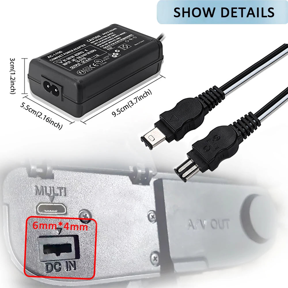 AC-L100C For Sony Camera AC-L10A/B L15 Power Adapter NX100 AX2000 MC2500 HXR-NX3 CCD-TRV228 TRV615 PC104 MVC-FD200 HVR-A1C V1C