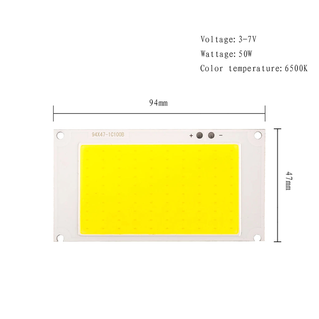 94*47mm Ultra Bright 50W DC 3V 3.7V COB LED Light Source Chip On Board Cool White for DIY Working Lamps