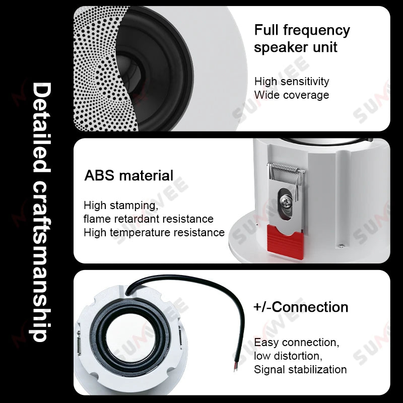 3 Inch Passive Ceiling Speakers 8 Ohm Home Theater Background Music Stereo Sound Embedded Audio System For Kitchen Living Room