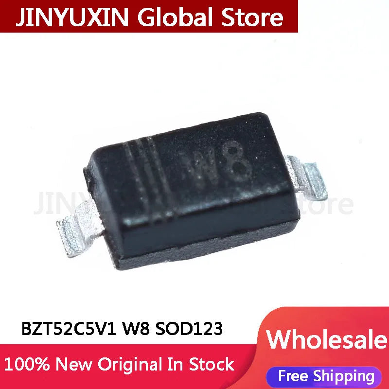 100Pcs BZT52C5V1 W8 SOD123 SMT Zener Diode 5.1V Wholesale