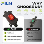FILN Waterproof Rocker Switch Box 16A 12V 24V 110V 220V KCD4 ON-OFF Inline Toggle Switch with LED Indicator Light PA66 Enclosure