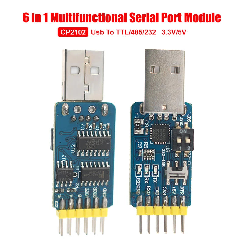 CP2102 6-in-1 USB To TTL/RS232/RS485 Multifunctional Serial Converter Module with 3.3V/5V Level Module