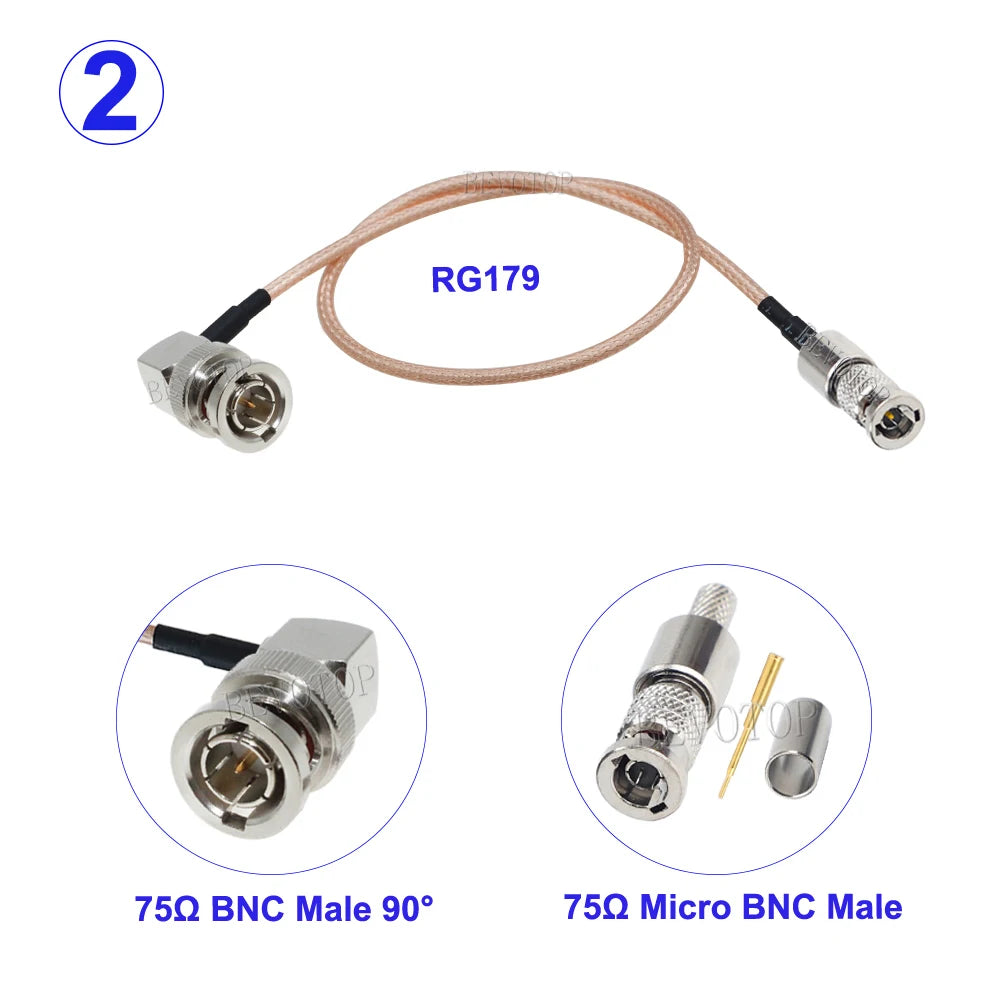 1Pcs RG179 Cable 75 Ohm Micro BNC Male to BNC Male/BNC Female Connector RG-179 RF Pigtail HD Video Mini BNC to BNC Jumper Line