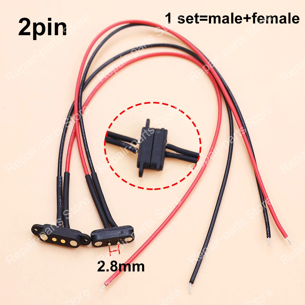 1 Pair 2A 36V DC Magnetic Pogo Pin Spring Loaded Male Female 2.8mm 2.54 MM Pitch 2/3/4/5pin Pole Through Holes PCB BTB Connector